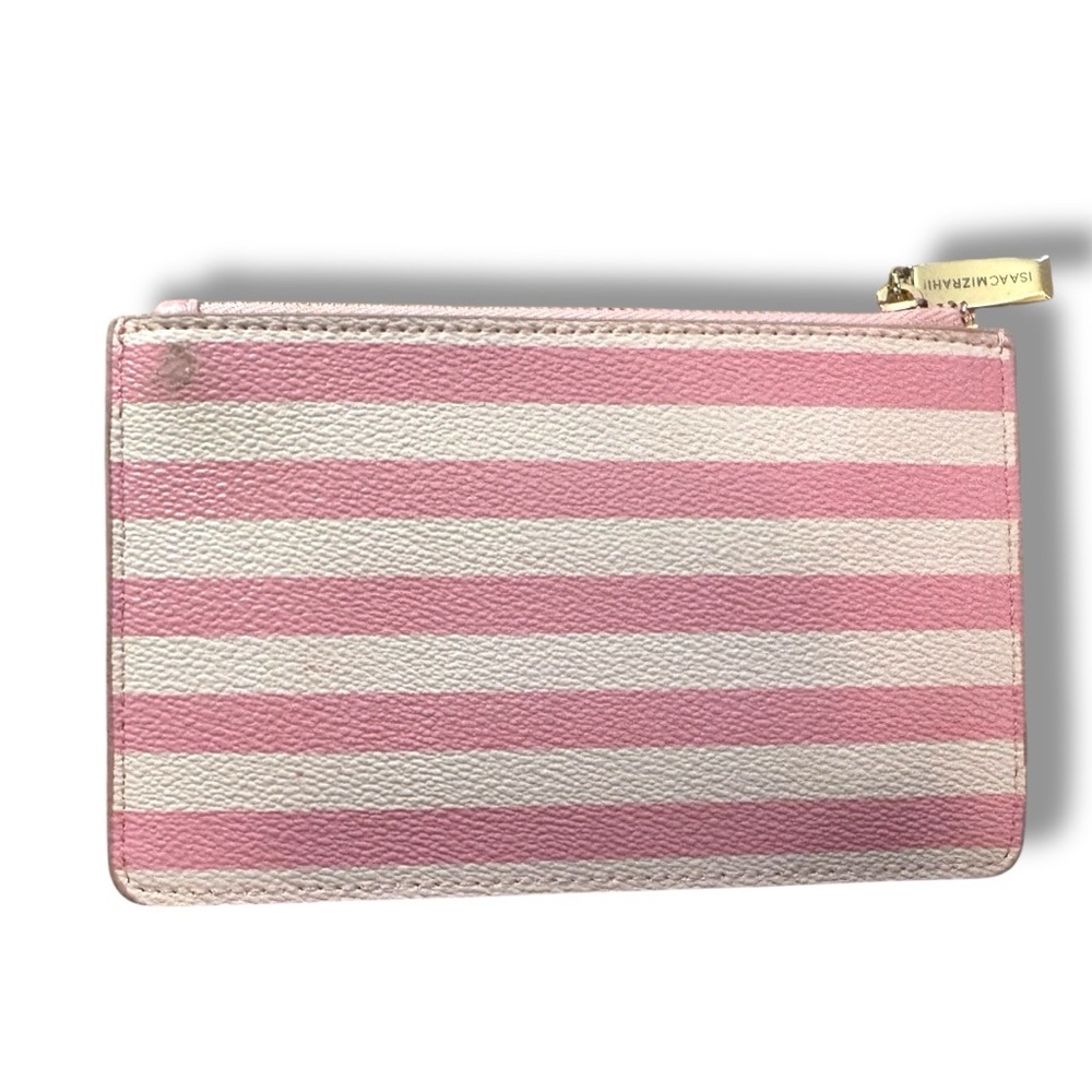 Isaac Mizrahi Striped Pink and White Clutch with Card Slots - Picture 2 of 3